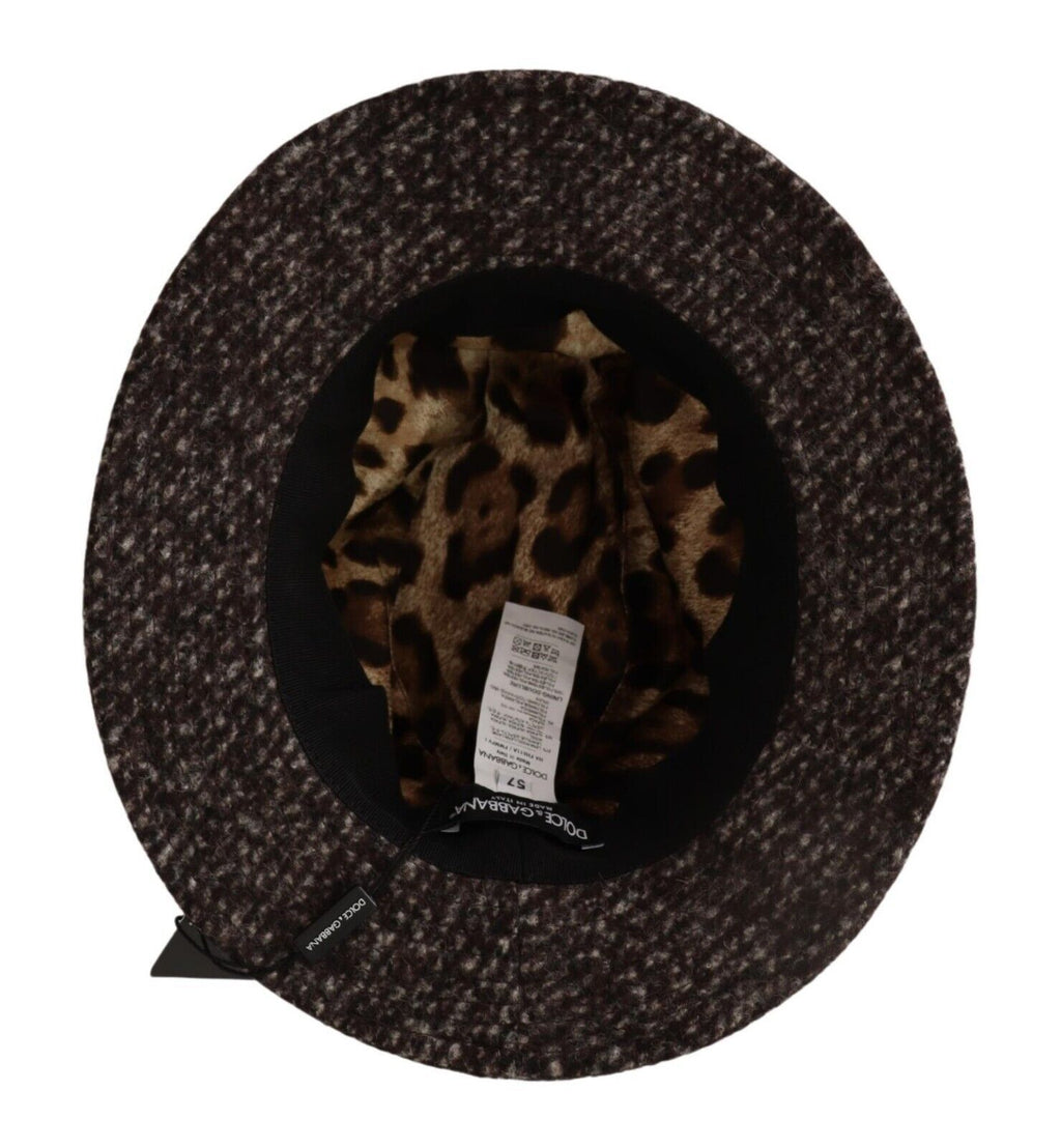 Dolce & Gabbana Gray Melange Blended Textured Tweed Hat