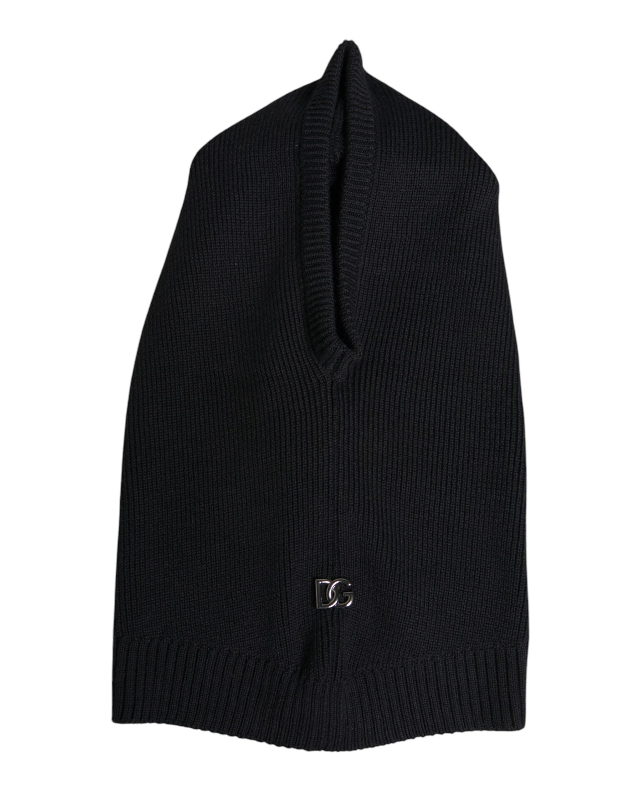 Dolce & Gabbana Black Wool Whole Head Wrap Balaclava Hat