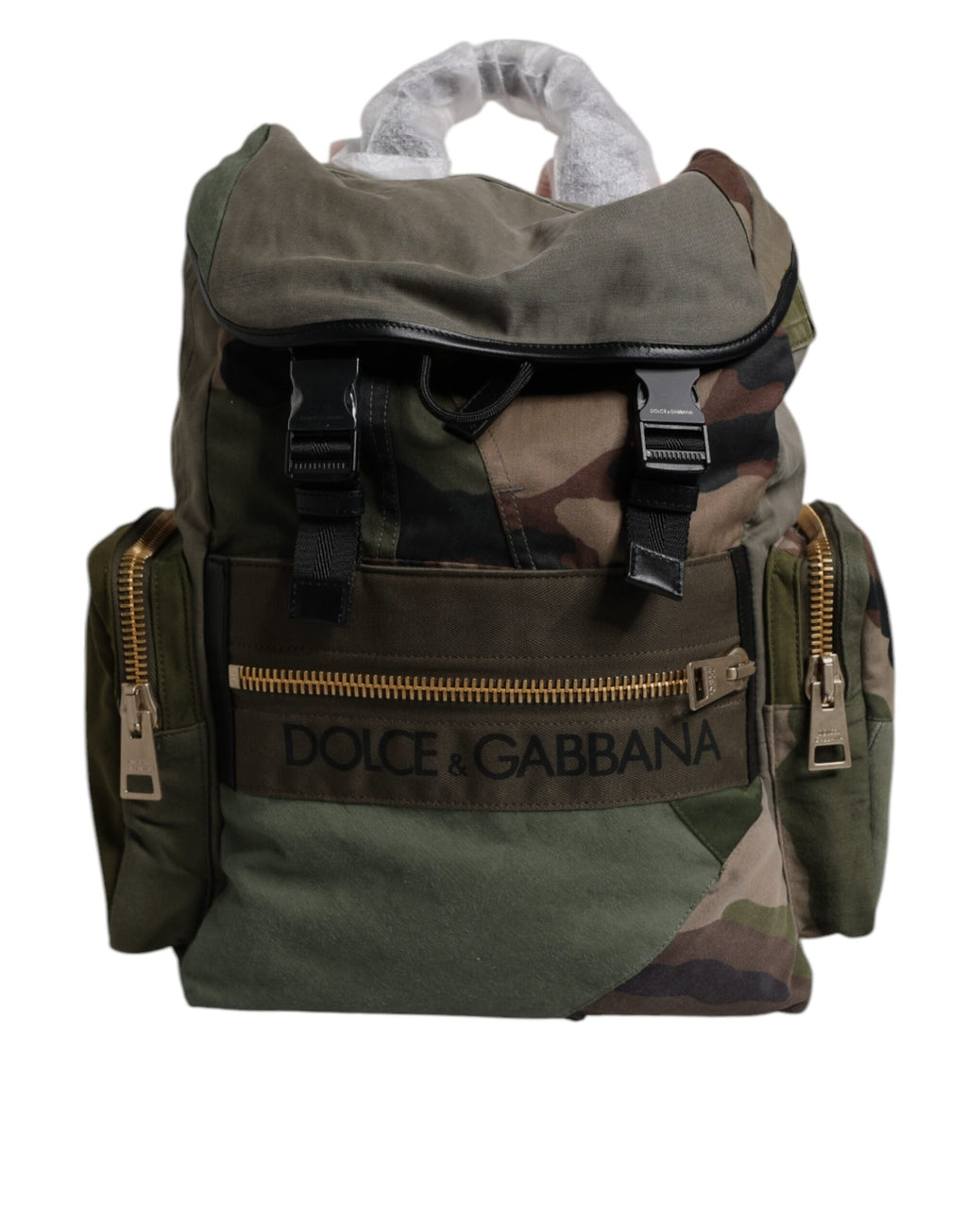 Dolce & Gabbana Military Green Patchwork Travel Backpack Bag