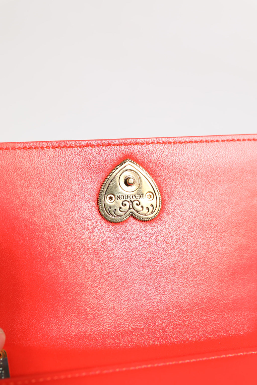 Dolce & Gabbana Red Leather Quilted Devotion Crossbody Phone Cover Bag