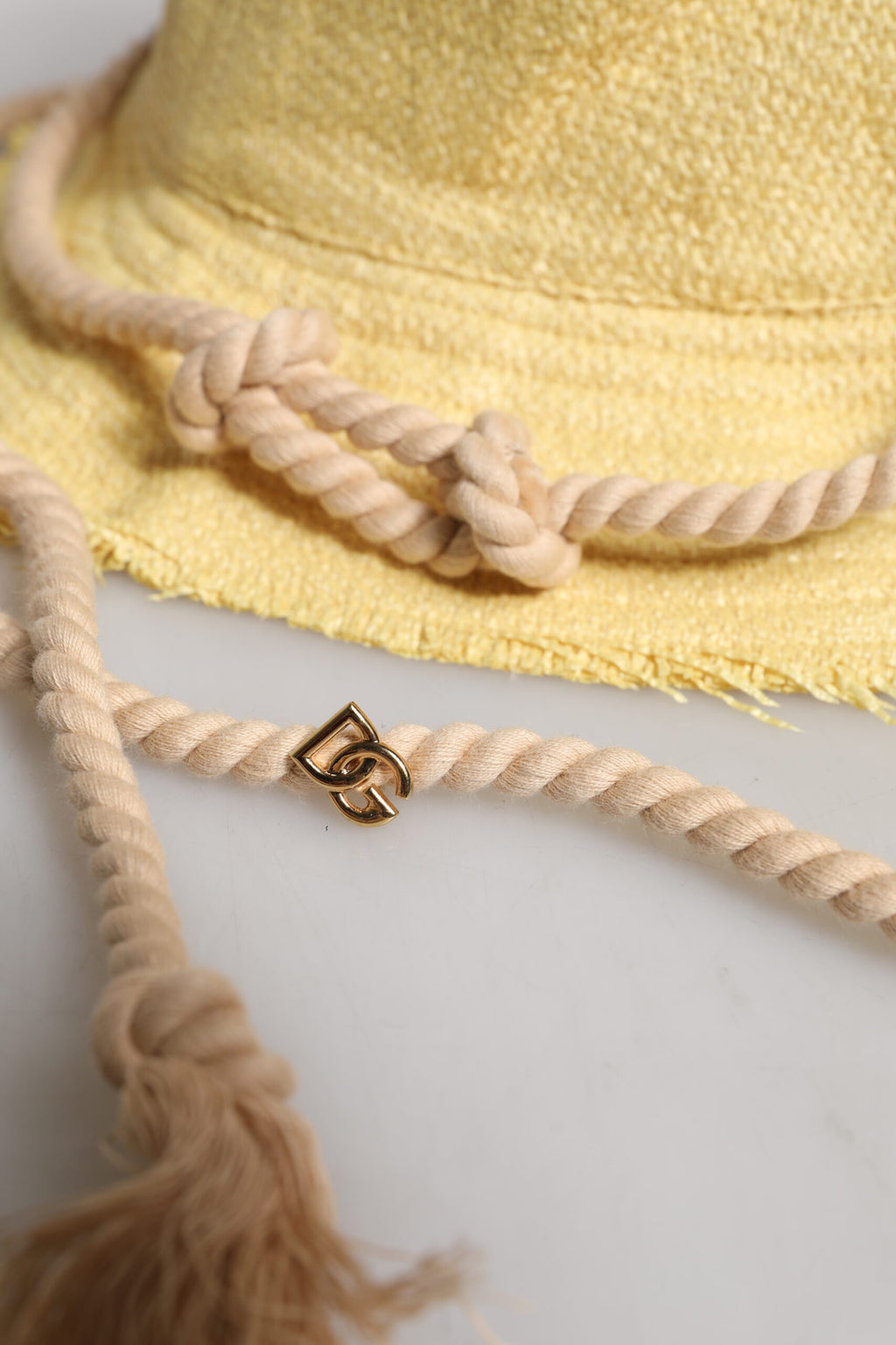 Dolce & Gabbana Yellow Cotton Wide Brim Bucket