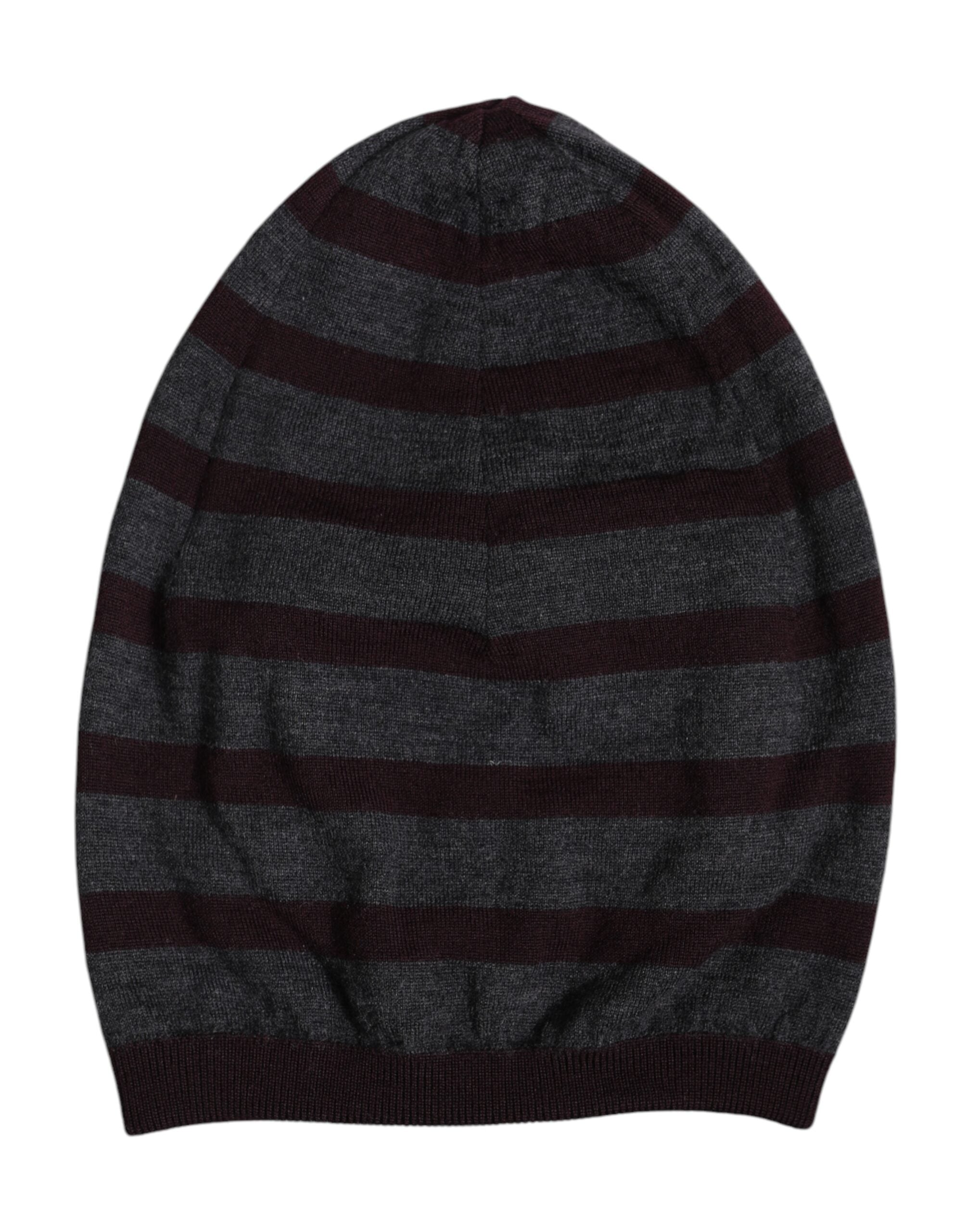 Dolce & Gabbana Gray Striped Wool Knitted Winter Beanie Hat