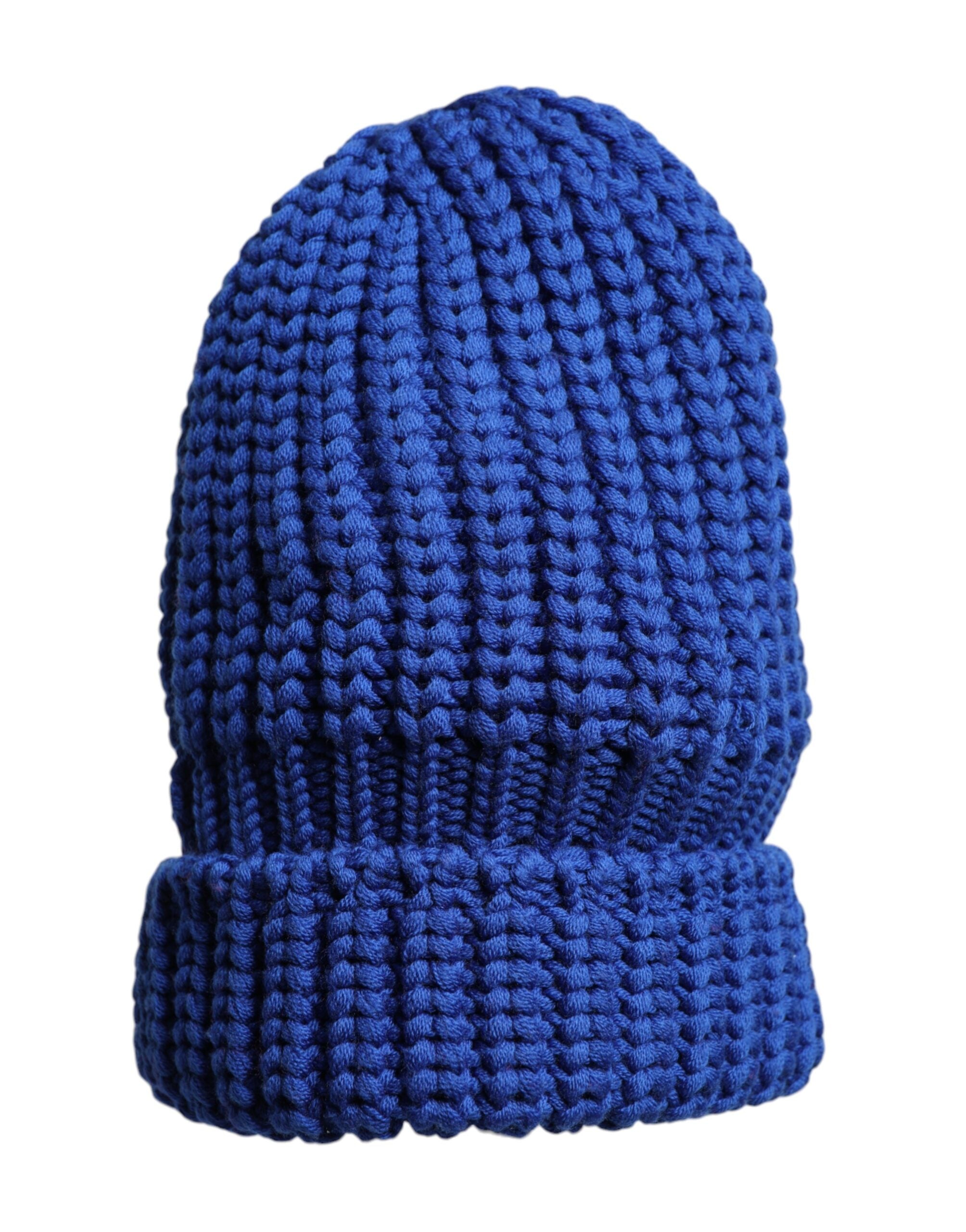 Dolce & Gabbana Blue Wool Knitted Winter Beanie Hat