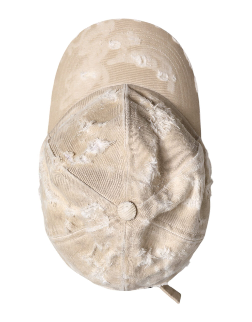 Dolce & Gabbana Beige Tattered Cotton 6 Panels Baseball Cap