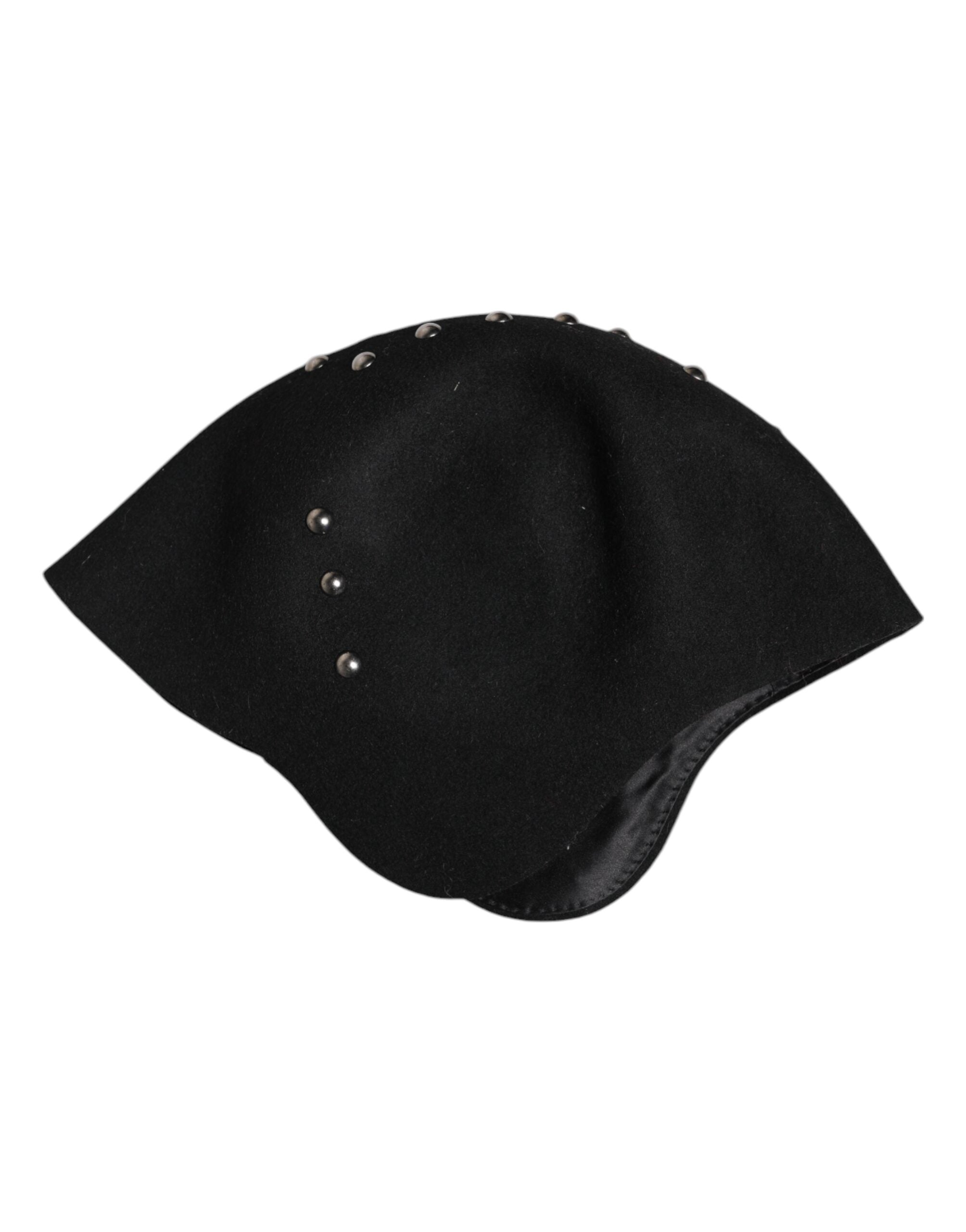 Dolce & Gabbana Black Wool Multicolor Embellished Cloche Hat