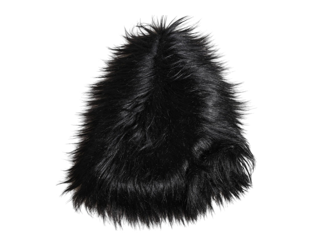 Dolce & Gabbana Black Acrylic Fur Womens Bucket Hat