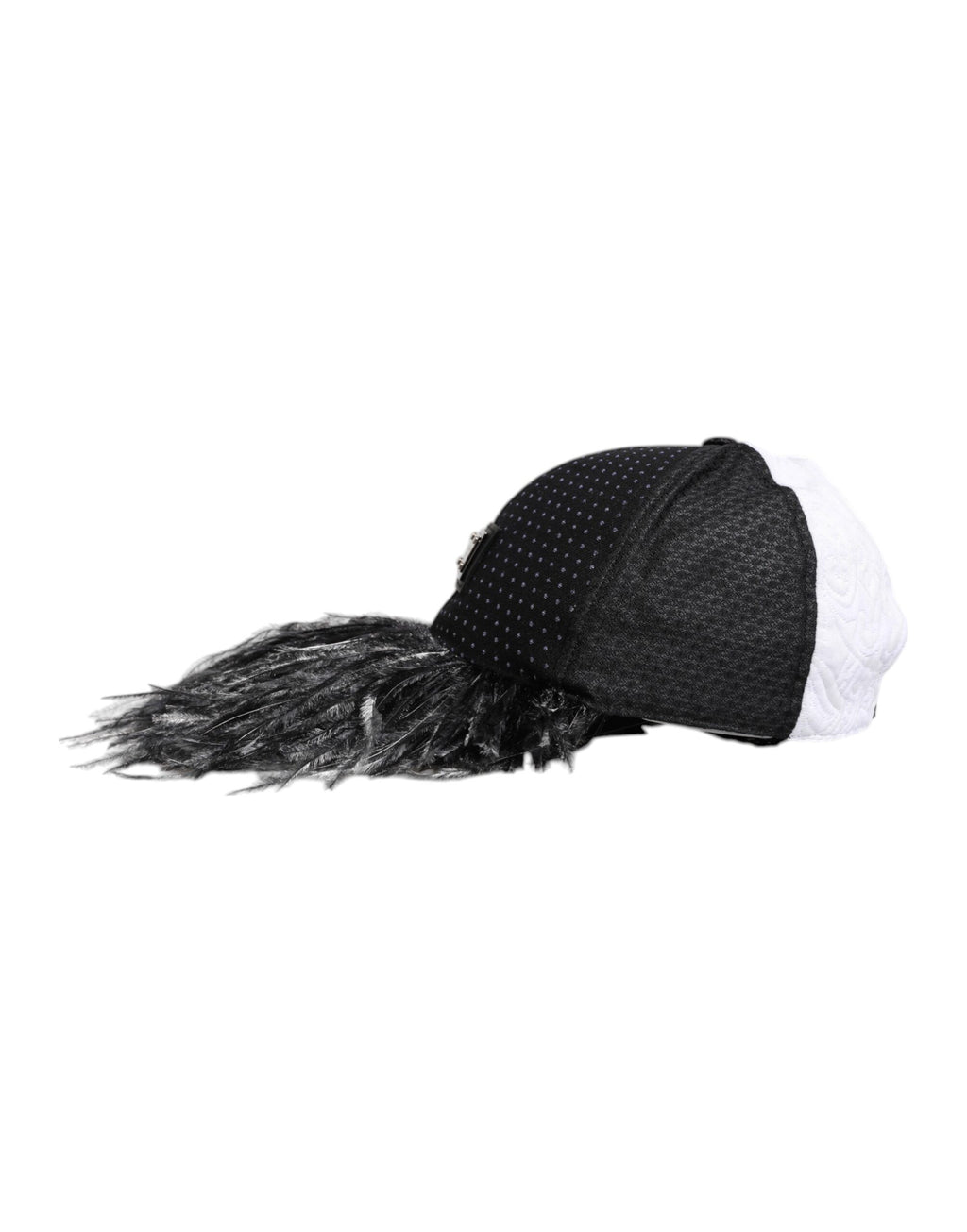 Dolce & Gabbana White Black Polka Dot Feathers Baseball Cap