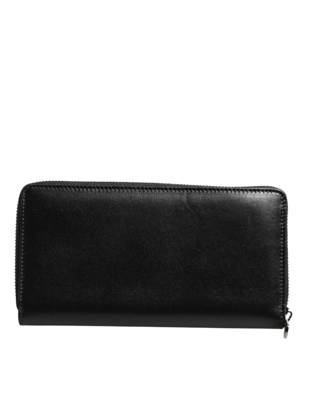 Dolce & Gabbana Black Leather Logo Plaque Zip Around Continental Wallet