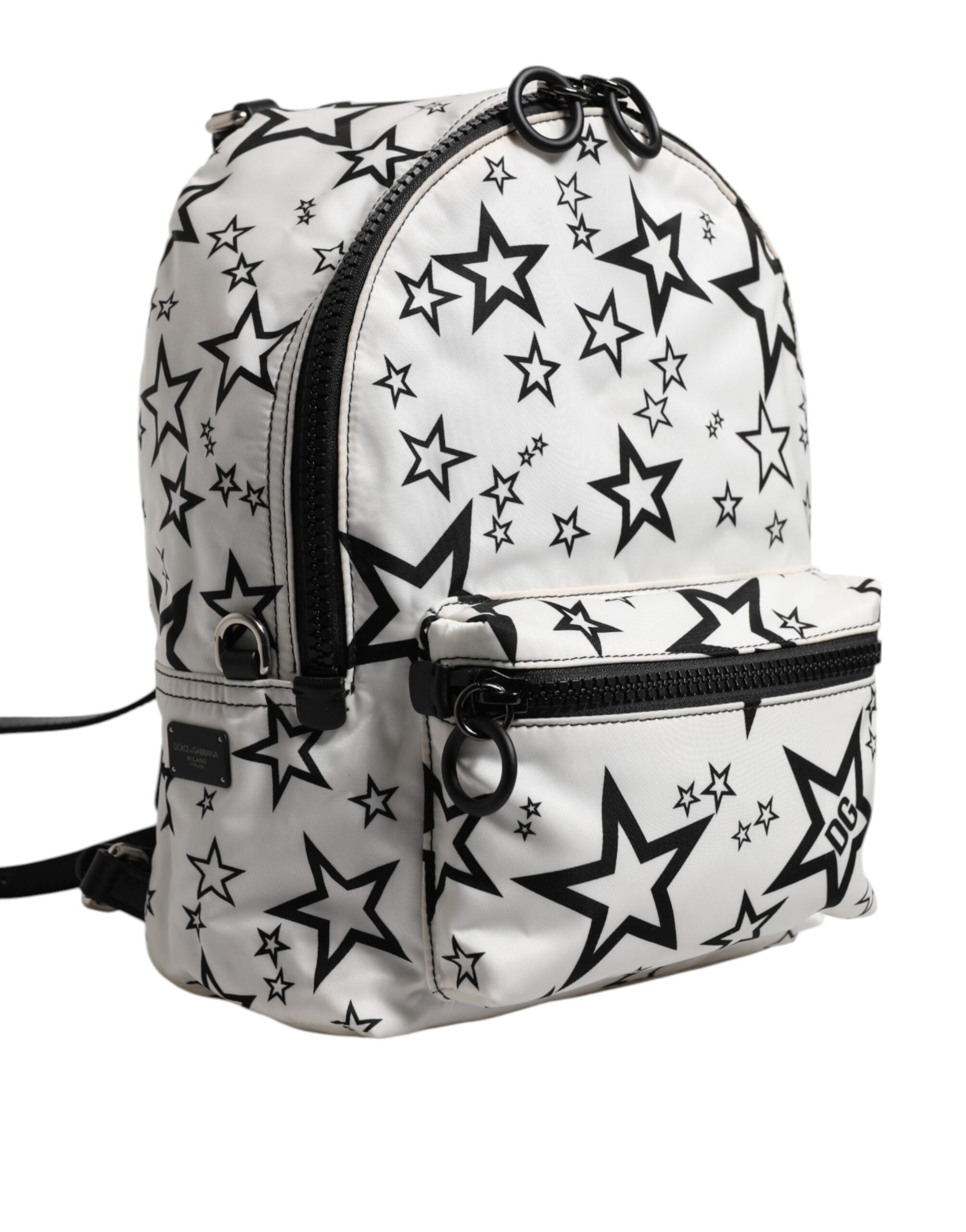 Dolce & Gabbana White DG Stars Print Nylon Travel Backpack Bag