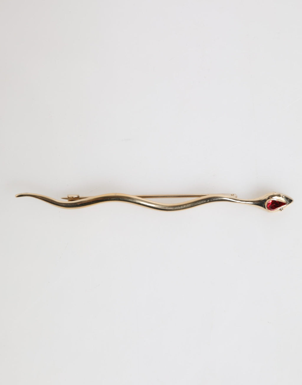 Dolce & Gabbana Gold Brass Red Crystal Spilla Serpente Mens Brooch Pin