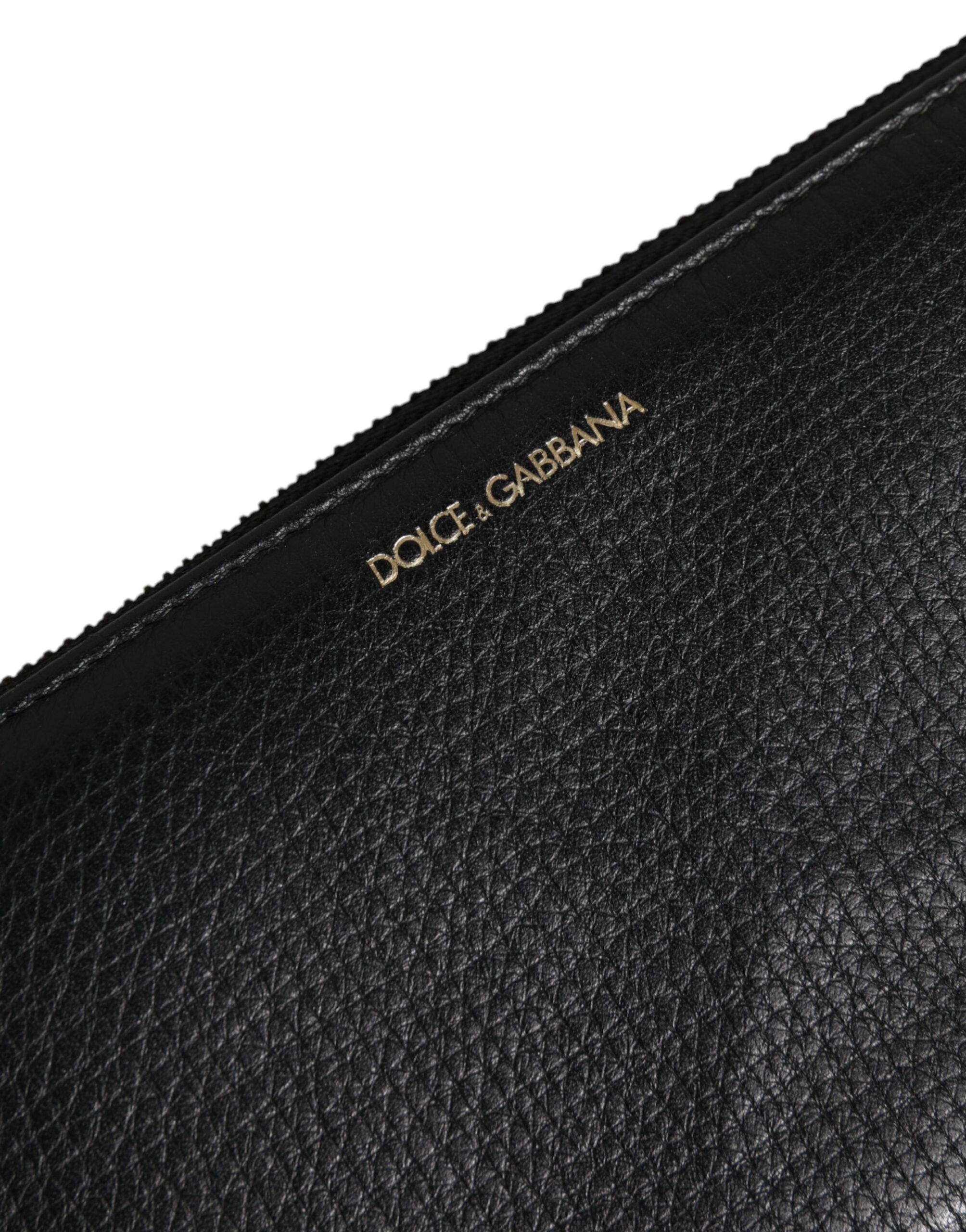 Dolce & Gabbana Black Calfskin Leather Logo Zip Around Continental Wallet