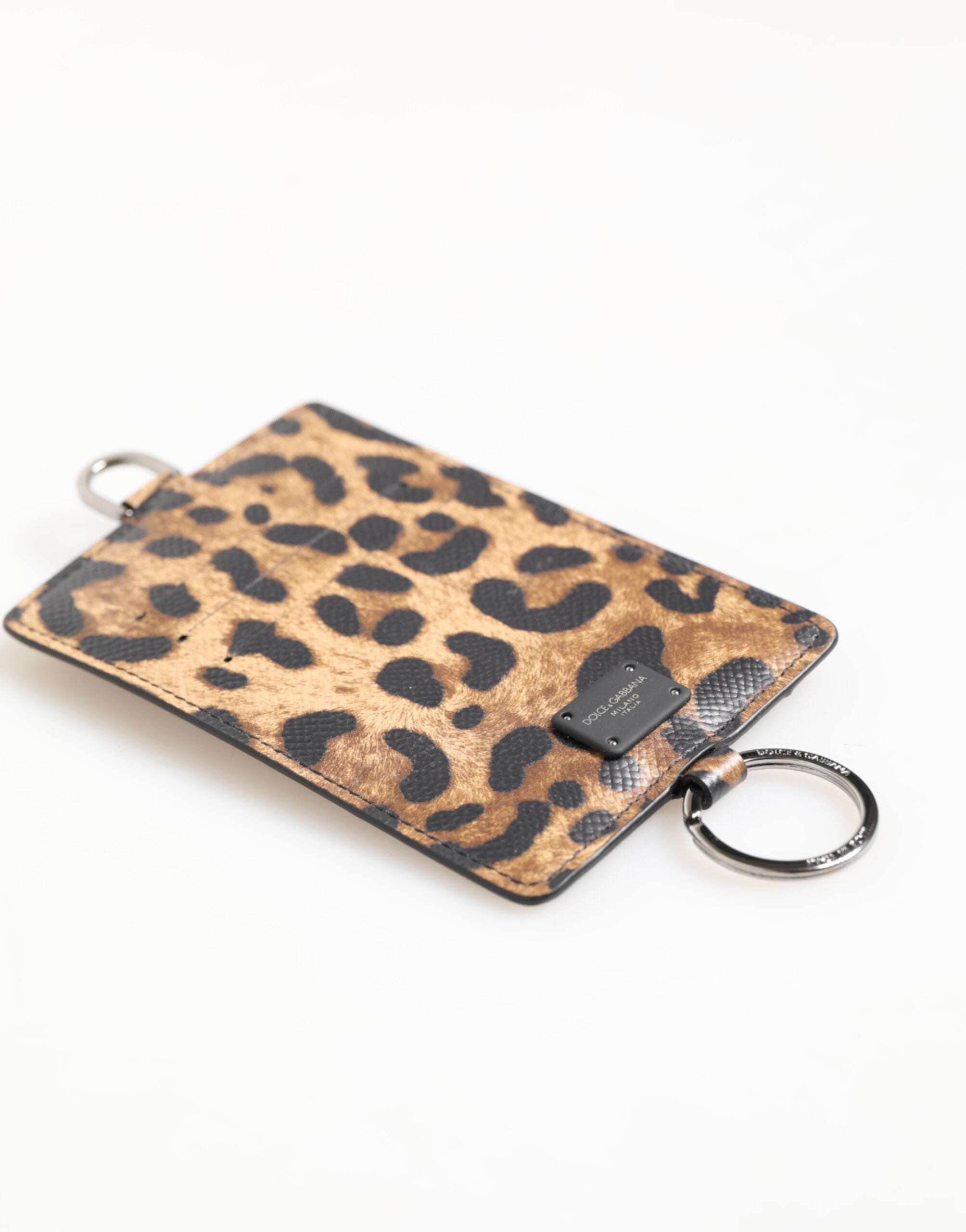 Dolce & Gabbana Leopard Print Leather Embossed Lanyard Card Holder Wallet