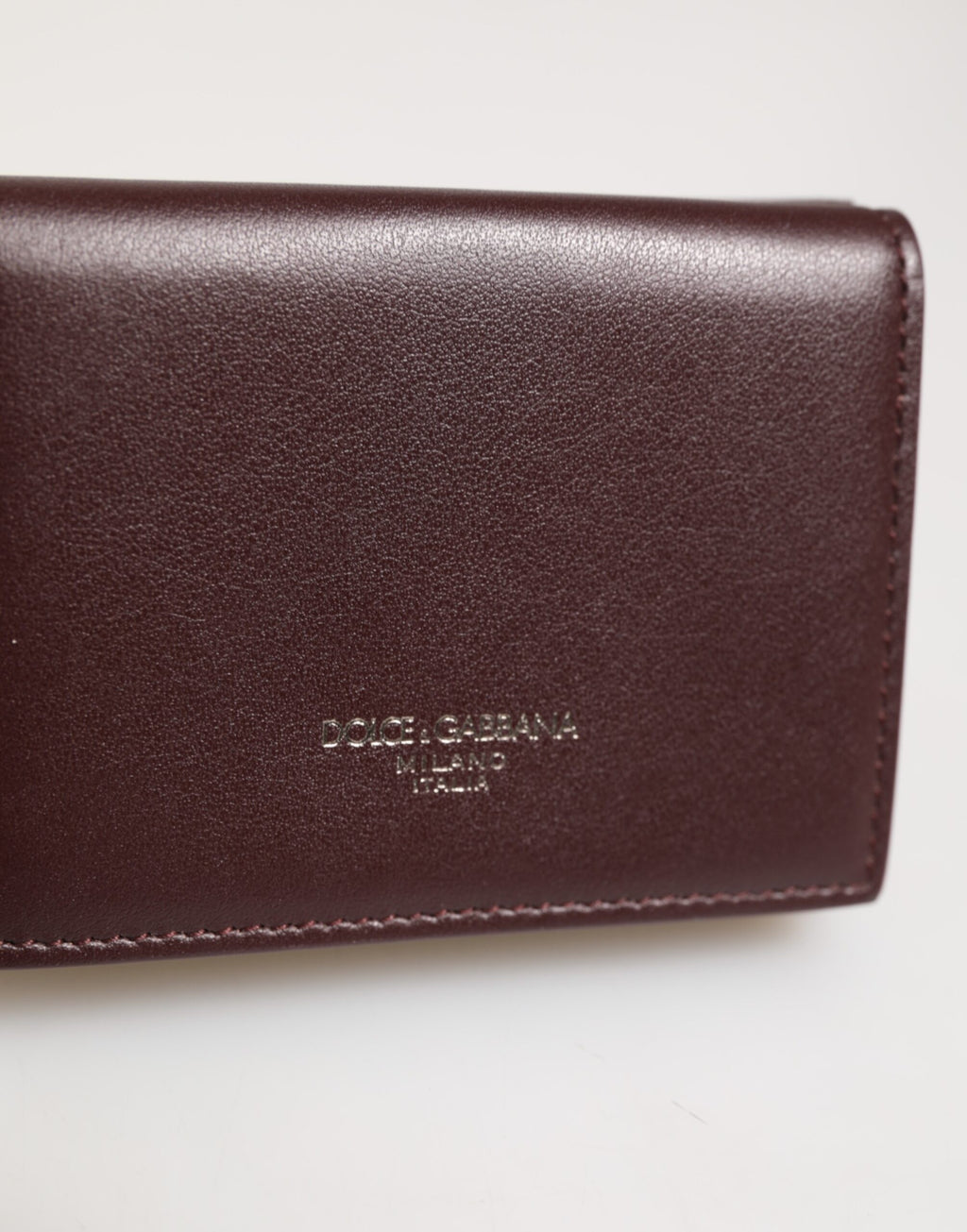 Dolce & Gabbana Leather Embossed Logo Trifold Men Card Holder Dark Brown