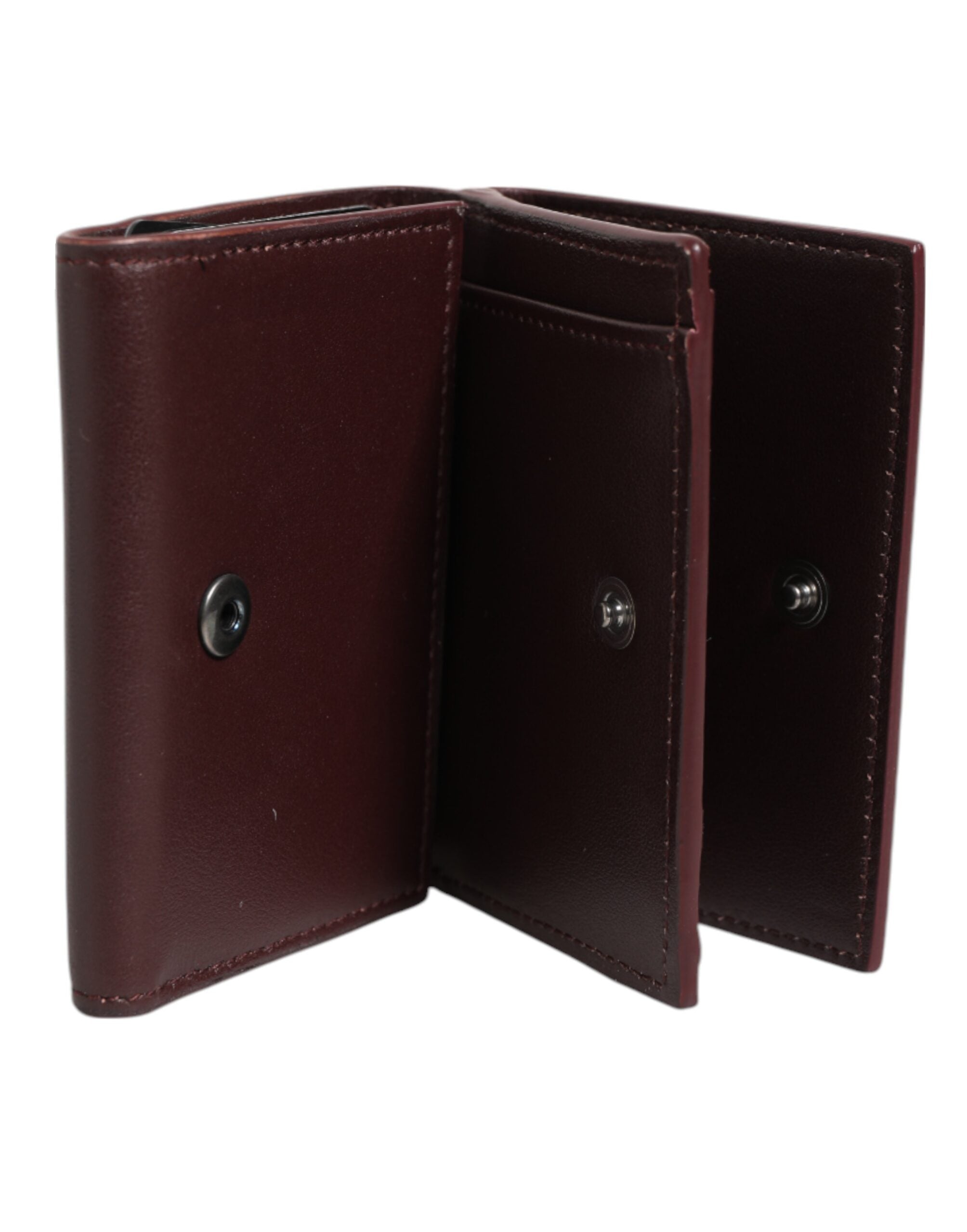Dolce & Gabbana Leather Embossed Logo Trifold Men Card Holder Dark Brown