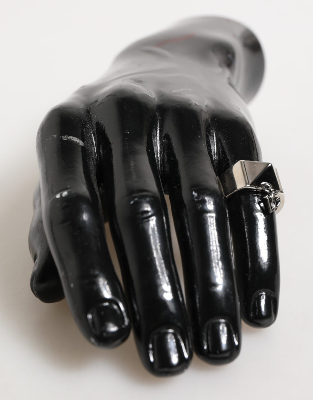 Dolce & Gabbana Silver Tone Pyramid DG Logo Real Brass Ring