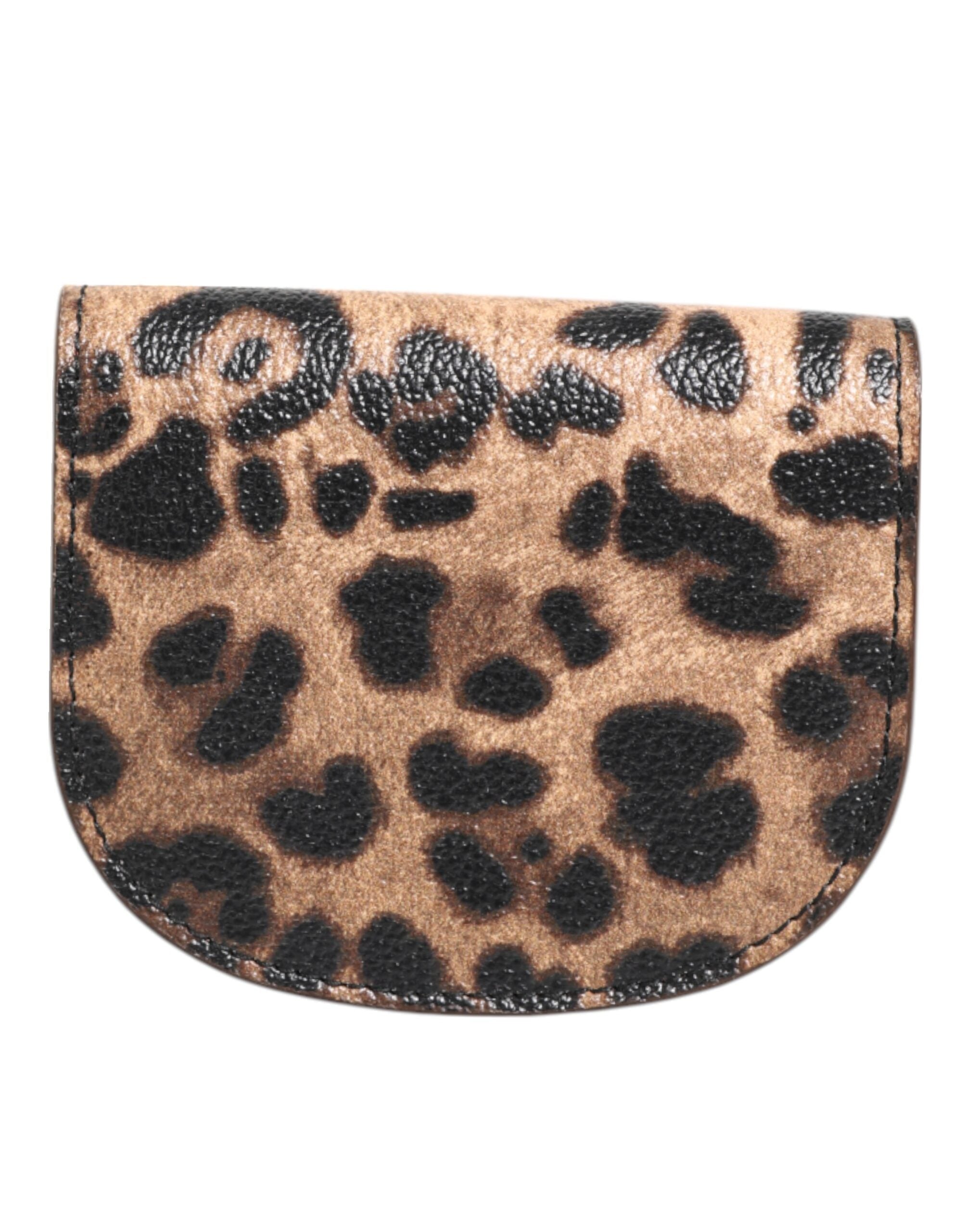 Dolce & Gabbana Brown Leopard Print Calf Leather Small Coin Purse Wallet