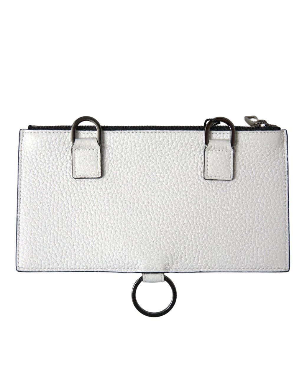 Dolce & Gabbana White Calfskin Leather Large Crossbody Card Holder Wallet