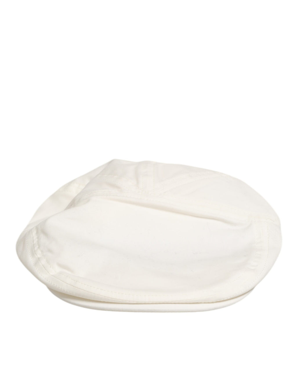 Dolce & Gabbana White Cotton Blend Leather Trim Flat Men Cap Hat