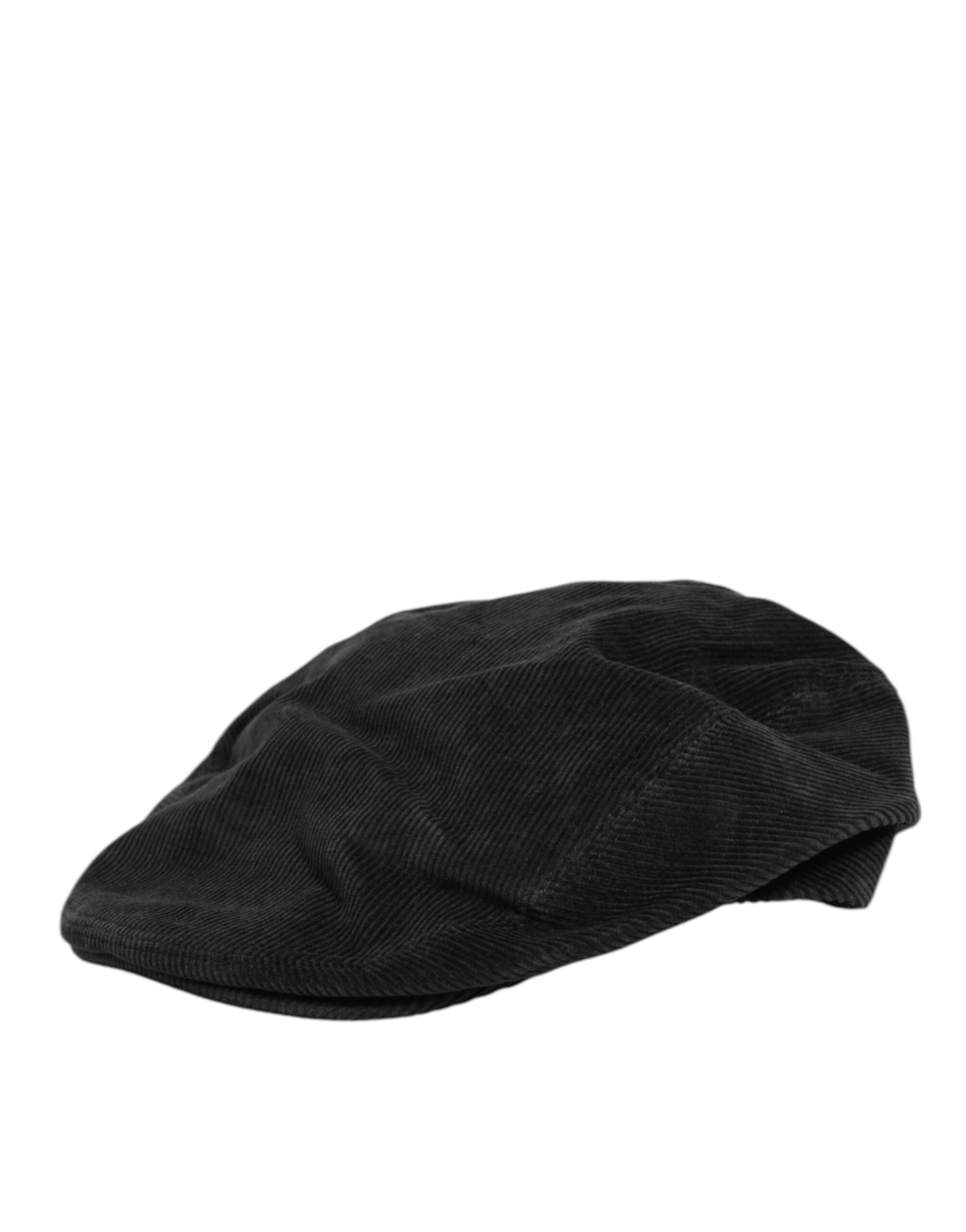 Dolce & Gabbana Black Cotton DG Logo Newsboy Cloth Capello Hat