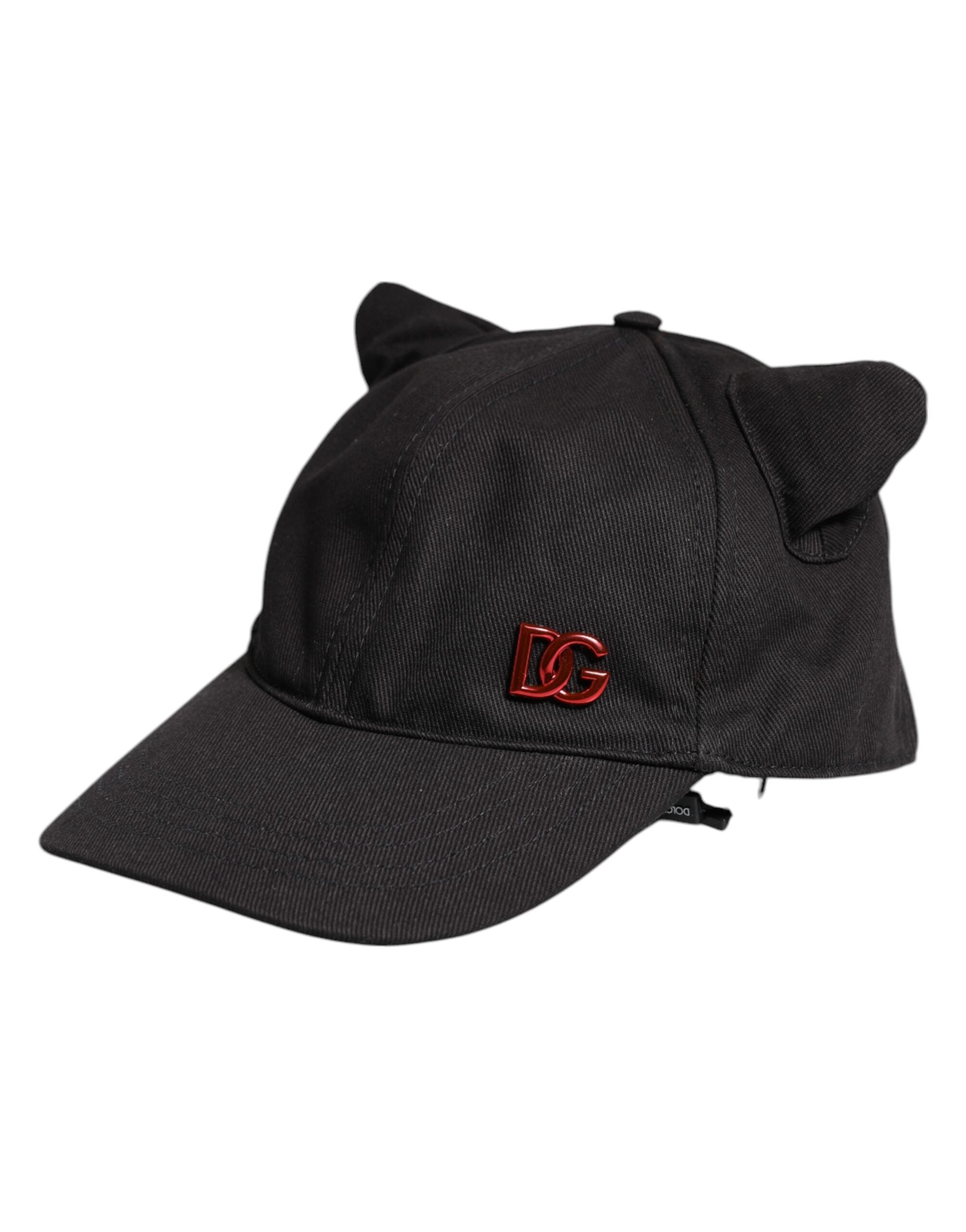 Dolce & Gabbana Black Cotton Logo Patch 6 Panels Baseball Cap Hat