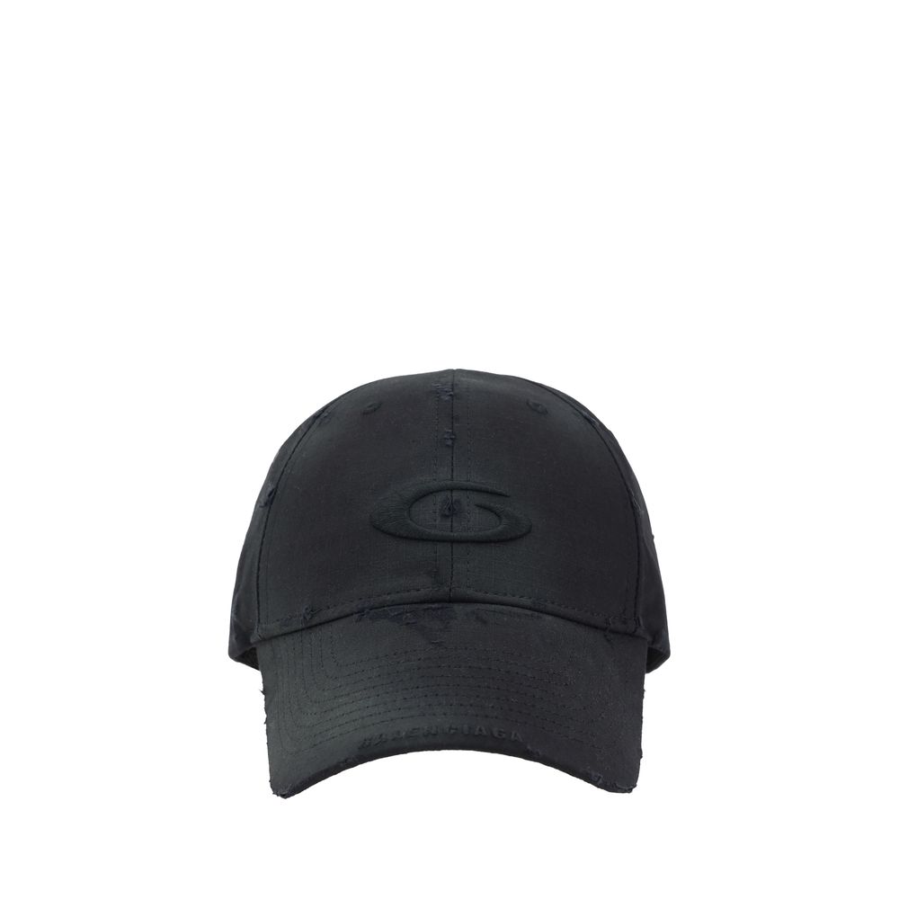 Balenciaga Black Cotton Cap (Baseball Hat)